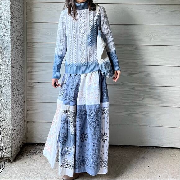 Reworked Handmade Tie Dye Indigo Croft&Barrow Chunky Turtleneck Sweater. -CA4 - Picture 2 of 12